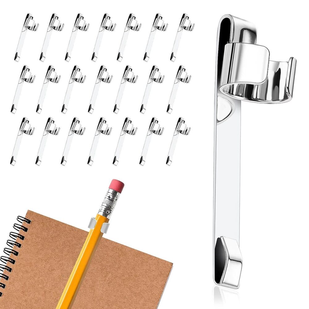20 Pieces Metal Pen Clips Snap in Pencil Clips for Shirt Pocket, Portable
